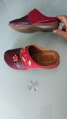 Flowers Leaves Retro Style Women Wedges Slippers photo review