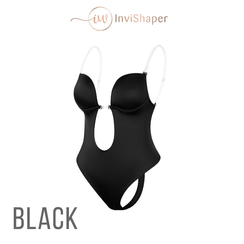 Invishaper Backless Body Shaper Bra for Women U Plunge Seamless Thong  Bodysuit