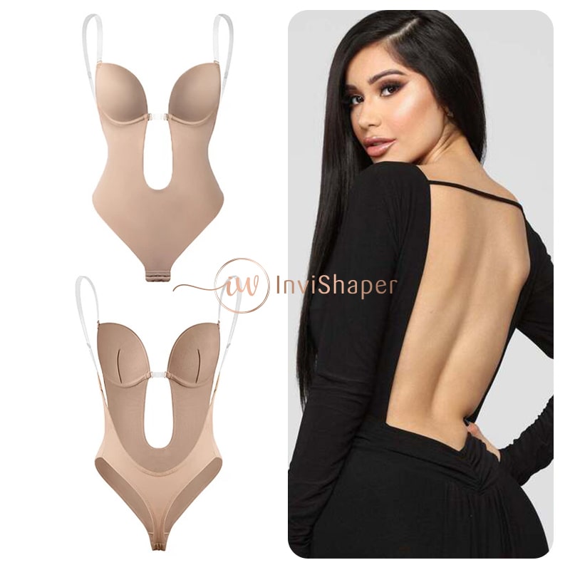 Deep V Bra Sexy Bodysuit,plunge backless body shaper bra,for Women Party  Night Tummy Control Shapewear (Color : Beige, Size : S-FITS(32BC+34AB)) at   Women's Clothing store