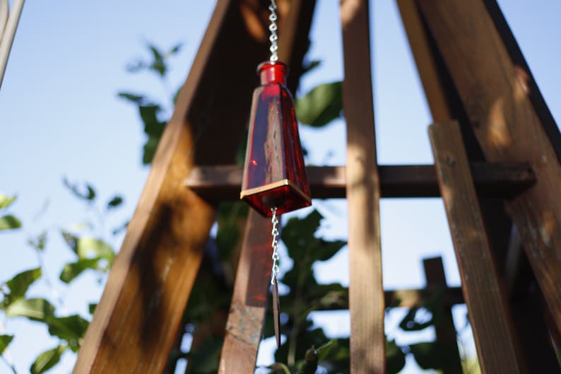 Glass Bottle Wind Chime Made From Pyramid Shaped 178ml Glass image 4